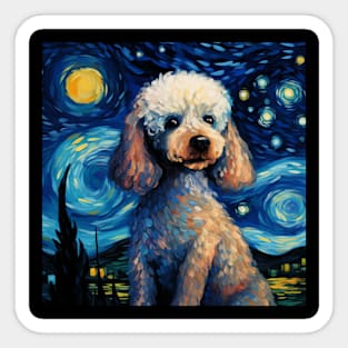 White Poodle Starry Night Sticker